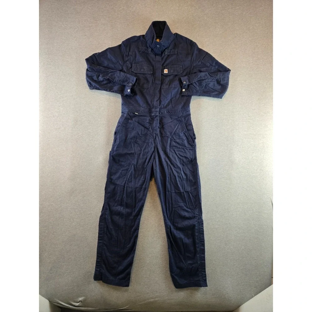 Carhartt Coveralls Womens Small Short Navy Flame-Resistant Rugged Flex Twill FR - Picture 2 of 16